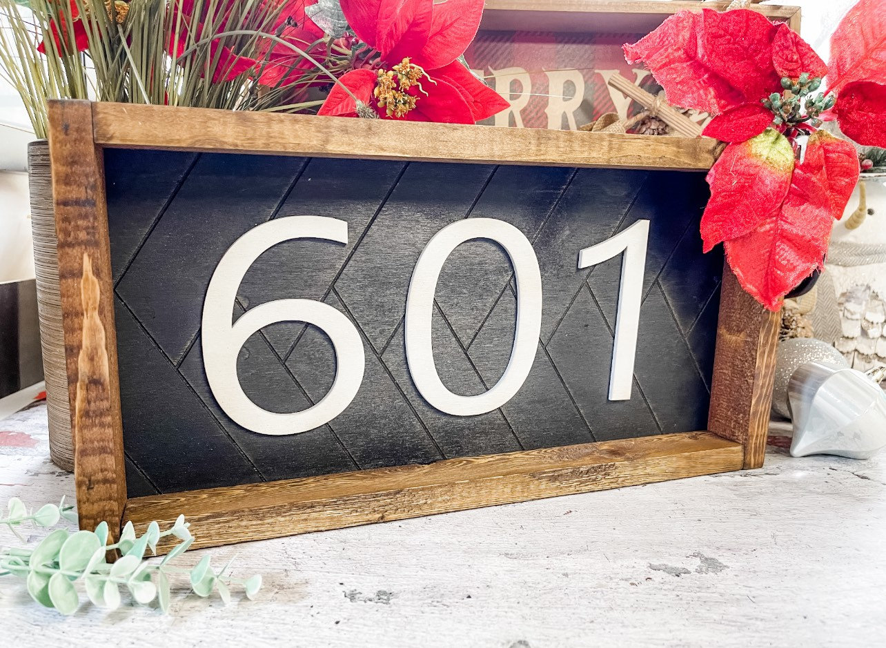 Herringbone Framed Address Signs Wall Décor Home Décor