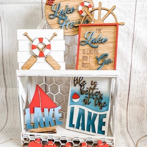Lake House Tier Tray Home Centerpiece Decor