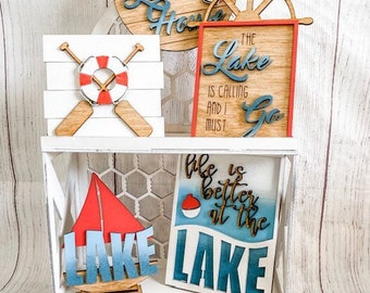 Lake House Tier Tray Home Centerpiece Decor