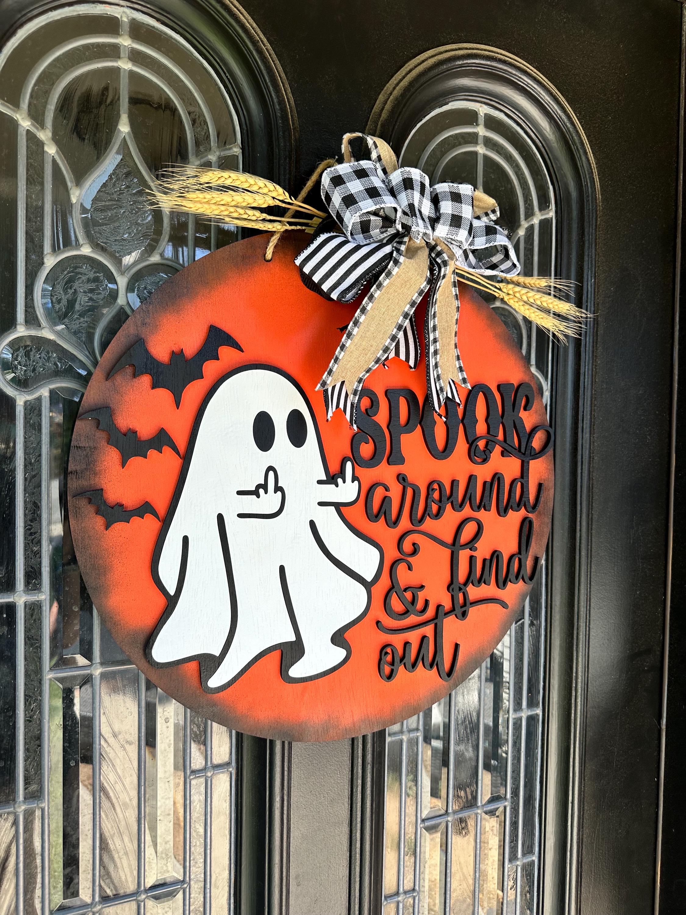Halloween Spook Around and Find Out Round Door Sign - Etsy
