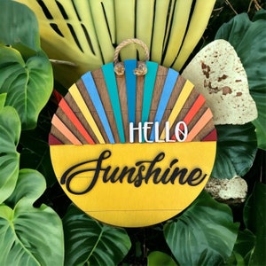 Hello Sunshine Retro Rays Door Sign