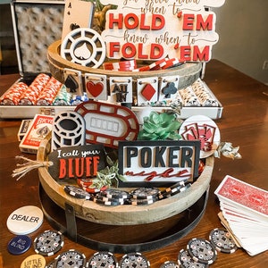 Poker Night Tier Tray Decor Poker Party Centerpiece