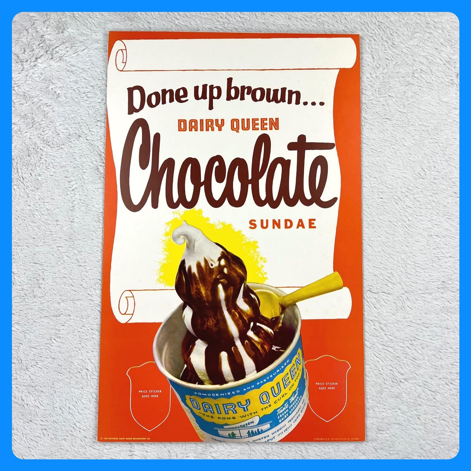 1955 Dairy Queen Chocolate Sundae Advertising Sign Vintage - Etsy