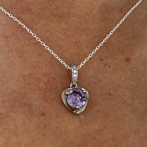Minimalist Amethyst Heart Necklace-Purple February Birthstone Pendant-Gift for Her-925 Sterling Silver-Unique Gift For Her