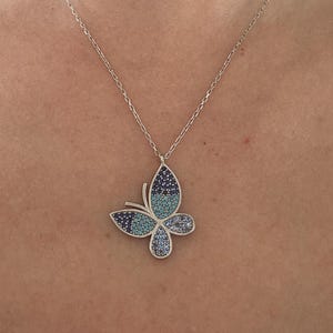 Blauwe steen vlinderketting - sierlijk cadeau voor haar-925 sterlingzilver - uniek cadeau voor haar