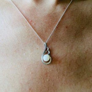 Angel Wing Pearl Necklace-Dainty Gift For Her-925 Sterling Silver-Unique Gift For Her