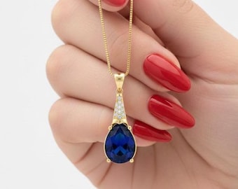 Sapphire Gold Vermeil Necklace - September Birthstone Jewelry