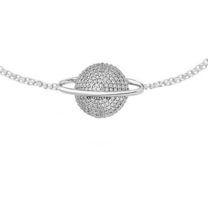 Silver Planet Bracelet - Saturn,Space, Galaxy,Sky,Star-Dainty Gift For Her-925 Sterling Silver-Unique Gift For Her