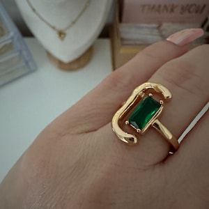 Emerald Gold Ring-Gift For Her-Unique Gift For Her