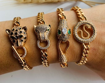 Gold Lion Bracelets.Gift For Her..Spring Sale