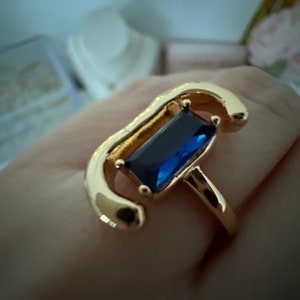 Sapphire Gold Ring-Gift For Her-Unique Gift For Her