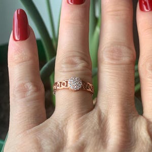Rose Gold Adjustable Ring-925 Sterling Silver-Unique Gift For Her