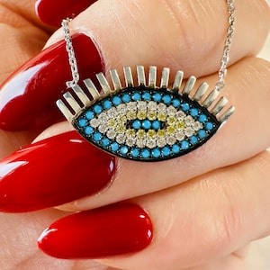 Evil Eye Necklace: Upcycled 925 Sterling Silver Pendant
