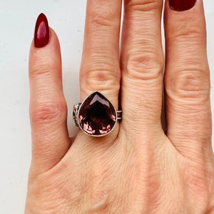 Zultanite Teardrop Ring: Color Changing Sterling Silver, Adjustable