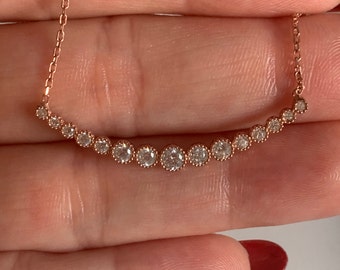 Rosegold Waterway Halskette: Upcycled Sterling Silber Zirkon Anhänger - Muttertagsgeschenk