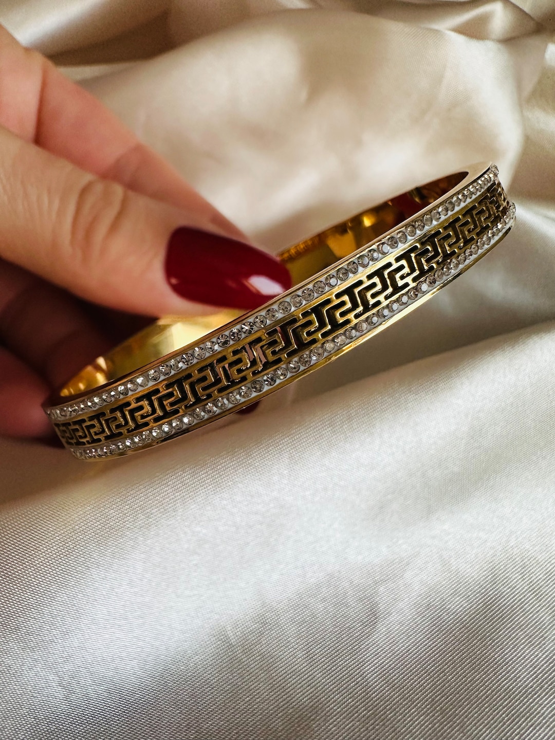Gold Bangle: Greek Key Stainless Steel Bracelet- Mother's Day Gift - Etsy