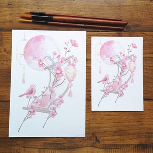 La douceur du Japon, illustration aquarelle, impression art