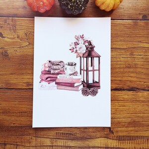 Automne cozy, illustration aquarelle, impression art