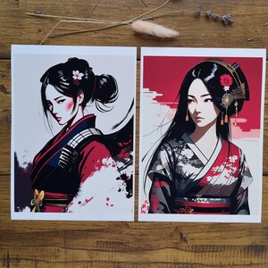 Onna bugeisha, illustration numérique, impression art