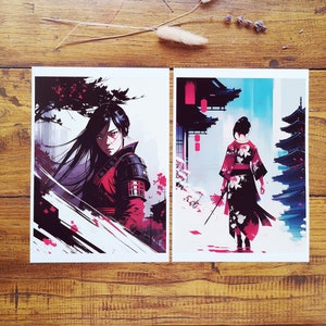 Les Onna bugeisha, illustration  numérique, impression art