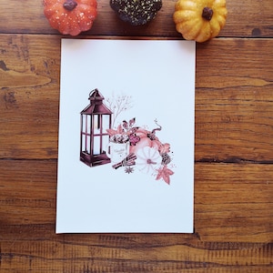 Automne cozy, illustration aquarelle, impression art