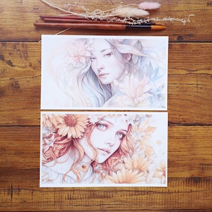 Fleurs de lys et marguerites, illustration aquarelle, impression art