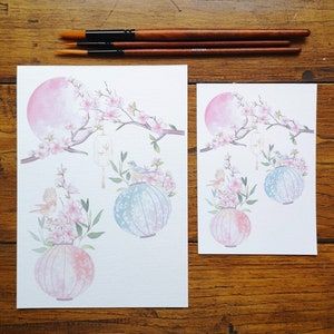 Douceur du Japon, illustration aquarelle, impression art