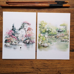 Un bel été au Japon, illustration aquarelle, impression art