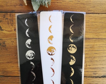 Marque page lune, cycle de la lune, phases de la lune, fait main, marque page plastifié