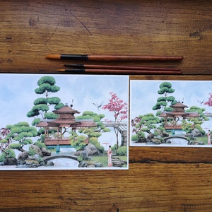 Un voyage au Japon, illustration aquarelle, impression art