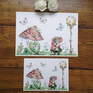 Un amour de petites souris, illustration aquarelle, impression art
