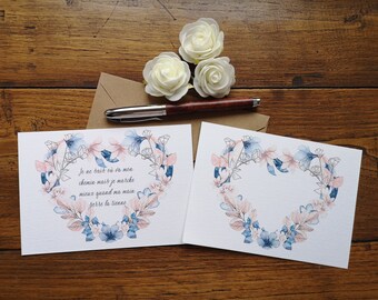 Carte saint valentin personnalisable, illustration aquarelle, impression art