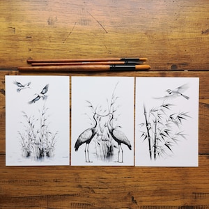 Bavardages d'oiseaux, illustration aquarelle, impression art