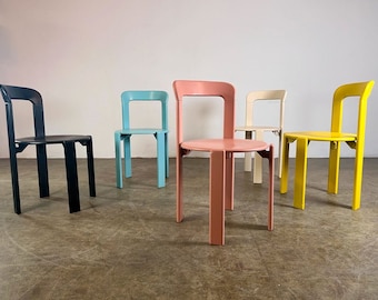 10er Set Vintage Stühle Bruno Rey Kusch & Co 1970er Design neu lackiert