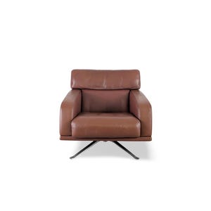 Original Rolf Benz leather swivel armchair, brown, designer executive chair