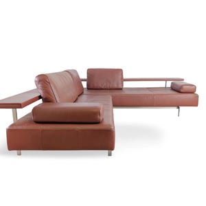 Original Rolf Benz corner sofa Dono 6100, designer leather, brown