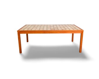 Original Brutalist Couchtisch Midcentury Teak Keramik Fliesen lang