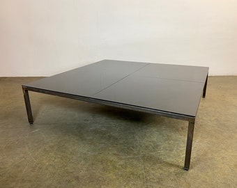 Handmade designer coffee table, glass and aluminum, large