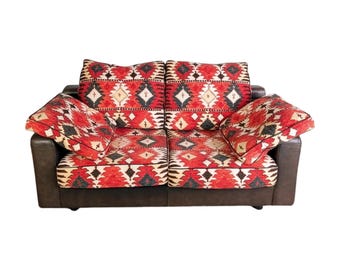 Original Giorgio Soressi Sofa Design Couch 1990 Leather Two-seater