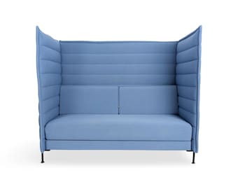 4x Original Vitra Alcove Highback Zweisitzer Sessel blau Bürosofa