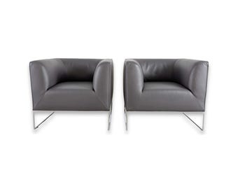 2x Original COR Mell armchairs, leather, grey anthracite, design lounge