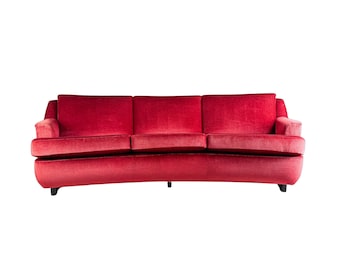 Mid Century Sofa Vintage Bank 1960s rode retro fluweel