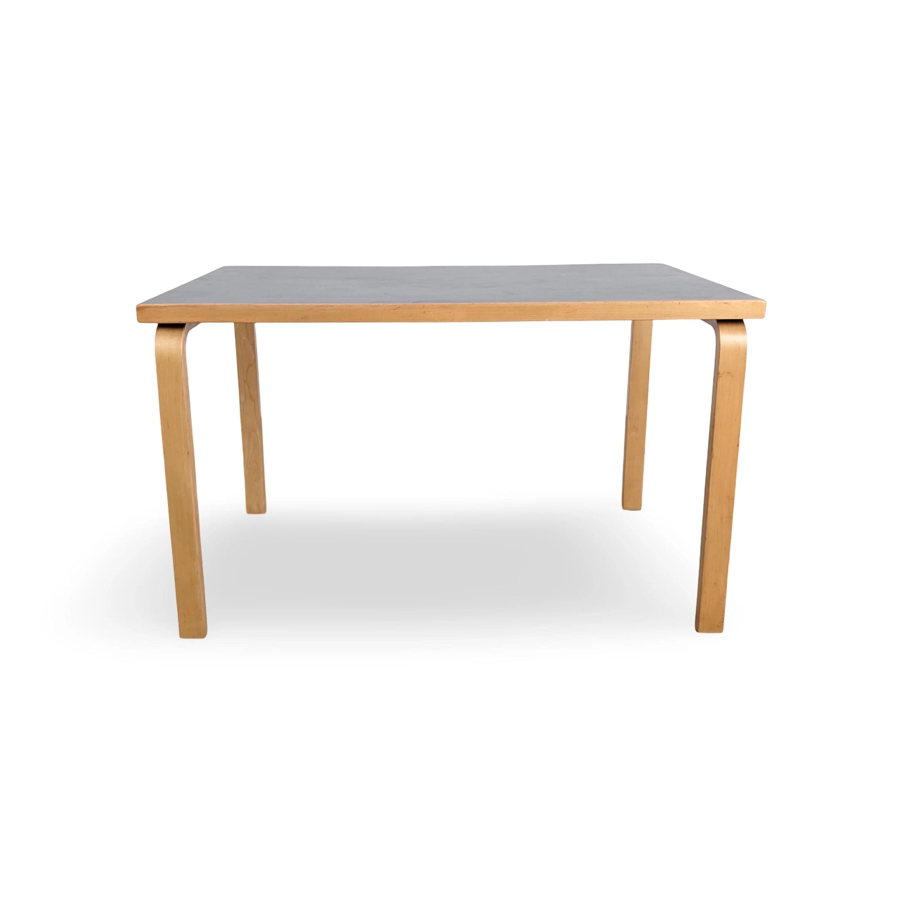 Original Alvar Aalto 81B Dining Table, Artek Linoleum, Black Birch