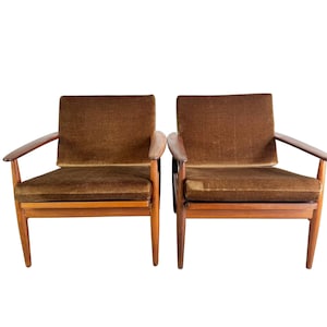 2x midcentury armchair easy chair brown vintage 1960s lounge chair