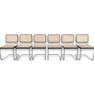 Set of 6 Thonet cantilever chairs S32 V Breuer new Viennese cane webbing