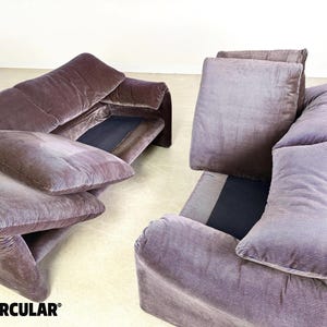 1x Cassina Maralunga tweezitsbank Vico Magistretti corduroy bank afbeelding 9