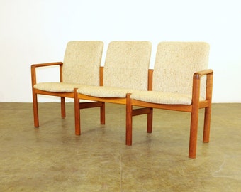 Danish 3-seater teak mid-century couch, vintage 1960s sofa