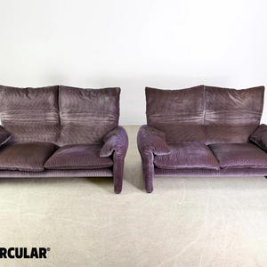 1x Cassina Maralunga tweezitsbank Vico Magistretti corduroy bank afbeelding 3