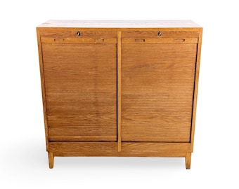 Midcentury roller shutter cabinet, chest of drawers, oak, blind, office cabinet