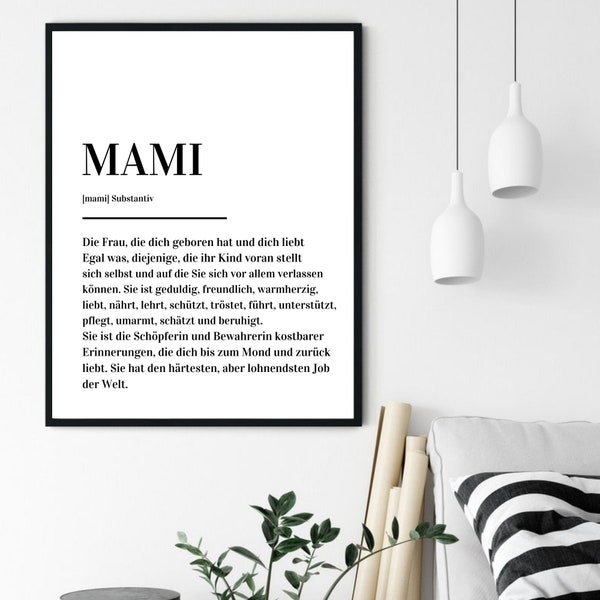 Mami Mama Mutti Mutter Definition Print Poster, DE - version 4